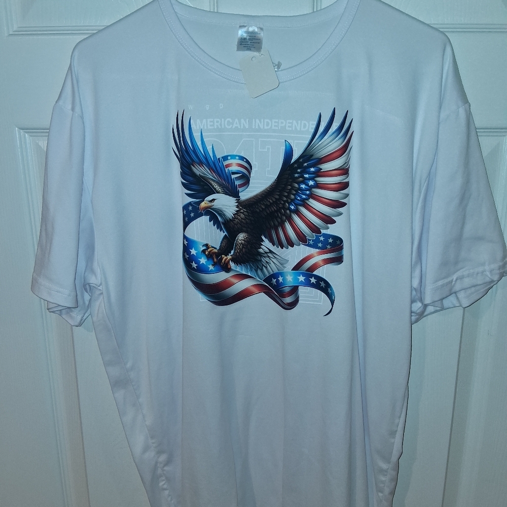 White Patriotic Eagle Graphic T-Shirt Size 2XL